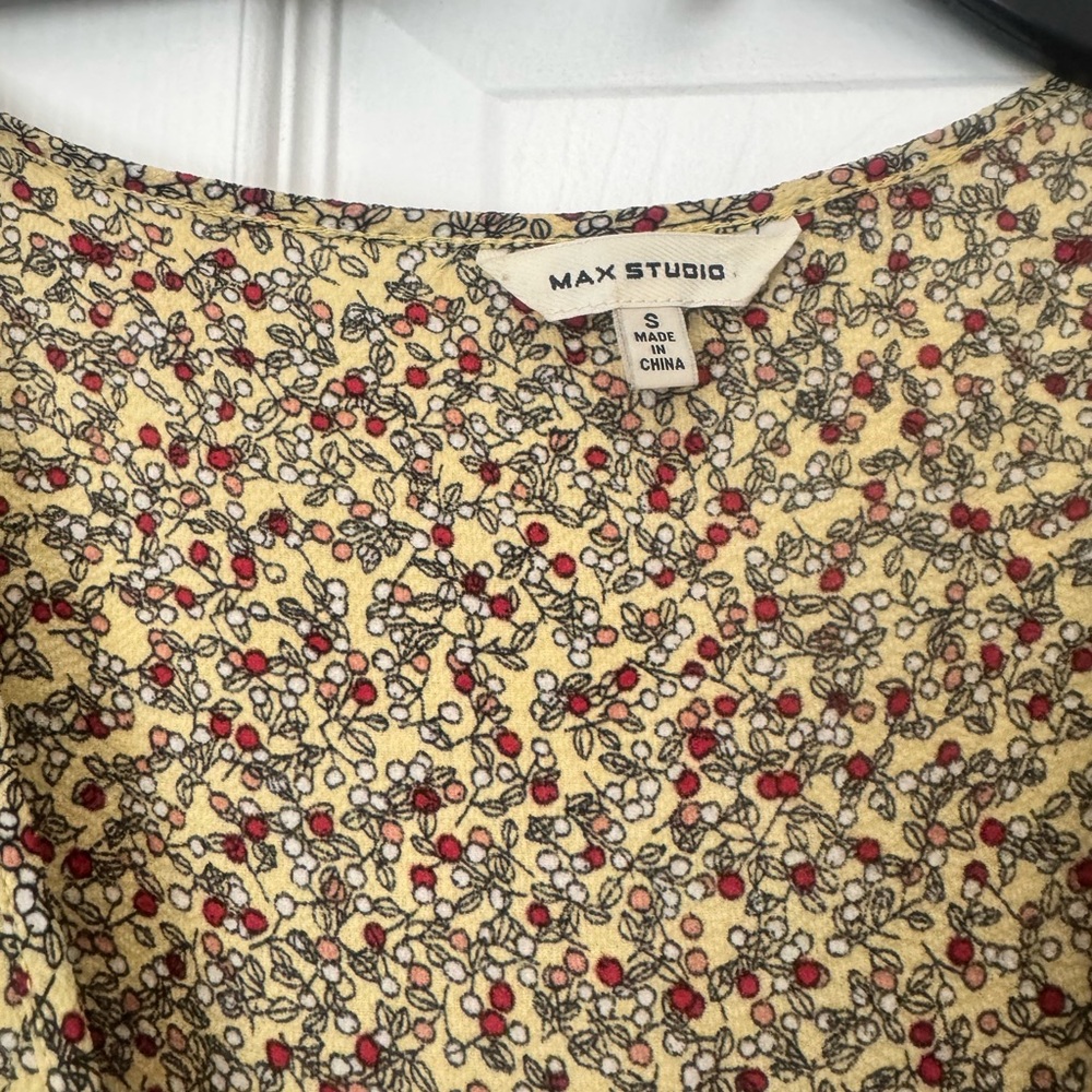 Max Studio Floral Yellow Ruffle Wrap Spring Dress - Picture 4 of 4